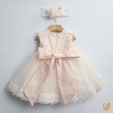 Abito elegante in tulle e fascia Battesimo