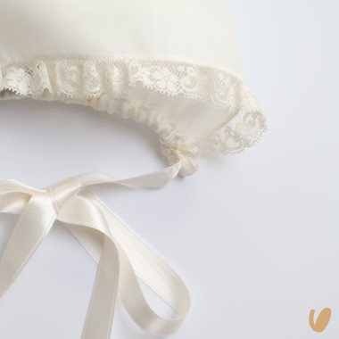 Cuffia in seta e pizzo Cappello e Guanti