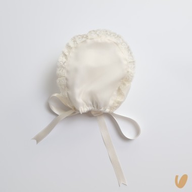 Cuffia in seta e pizzo Cappello e Guanti