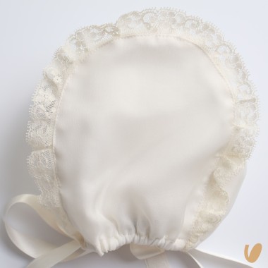 Cuffia in seta e pizzo Cappello e Guanti
