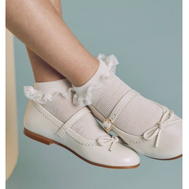 Calzini filo di Scozia con valencienne Calzini Corti