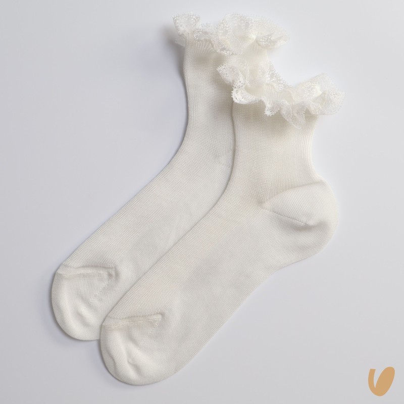 Calzini filo di Scozia con valencienne Calzini Corti