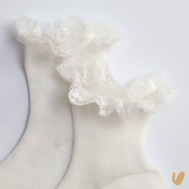 Calzini filo di Scozia con valencienne Calzini Corti