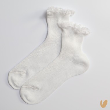 Calzini filo di Scozia con valencienne Calzini Corti