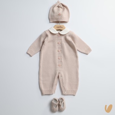 Completo nascita camelie in lana Set Nascita e Uscita Clinica