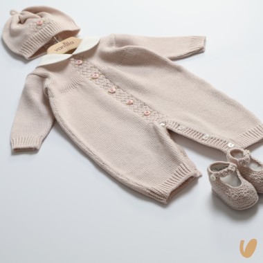 Completo nascita camelie in lana Set Nascita e Uscita Clinica