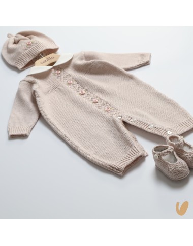 Completo nascita camelie in lana Set Nascita e Uscita Clinica