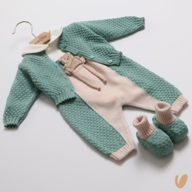 Completo in pura lana orsetto Set Nascita e Uscita Clinica