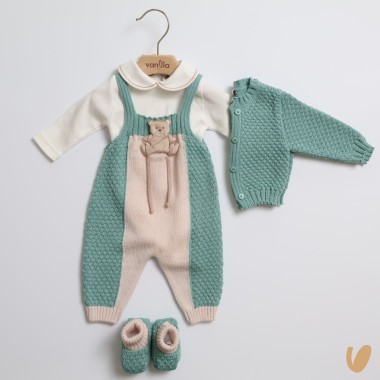 Completo in pura lana orsetto Set Nascita e Uscita Clinica