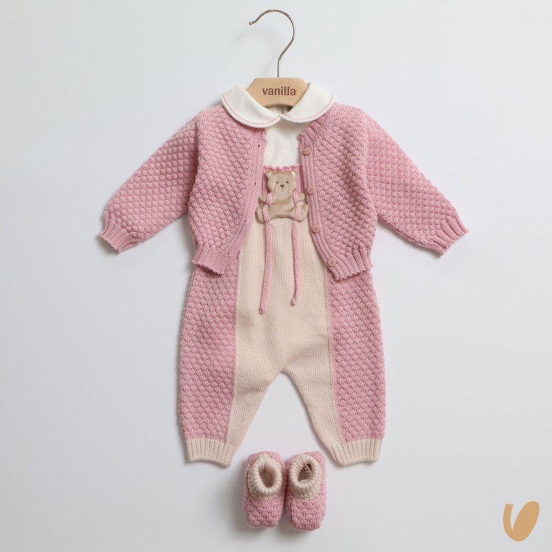 Completo in pura lana orsetto Set Nascita e Uscita Clinica