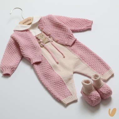 Completo in pura lana orsetto Set Nascita e Uscita Clinica