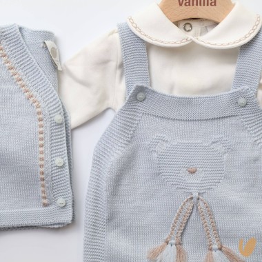 Completo in pura lana orsetto Set Nascita e Uscita Clinica