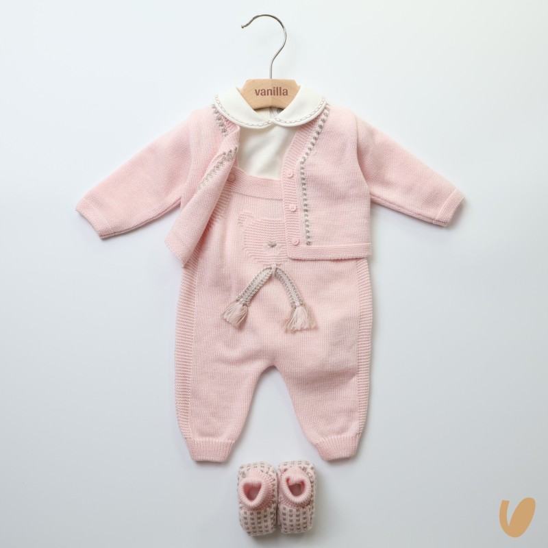 Completo in pura lana orsetto Set Nascita e Uscita Clinica