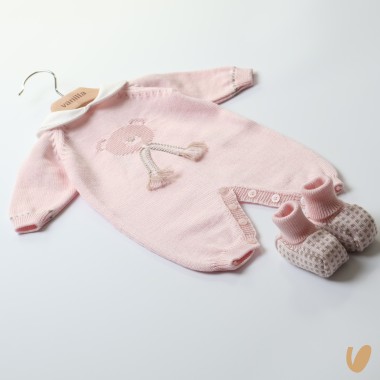 Completo in pura lana orsetto Set Nascita e Uscita Clinica