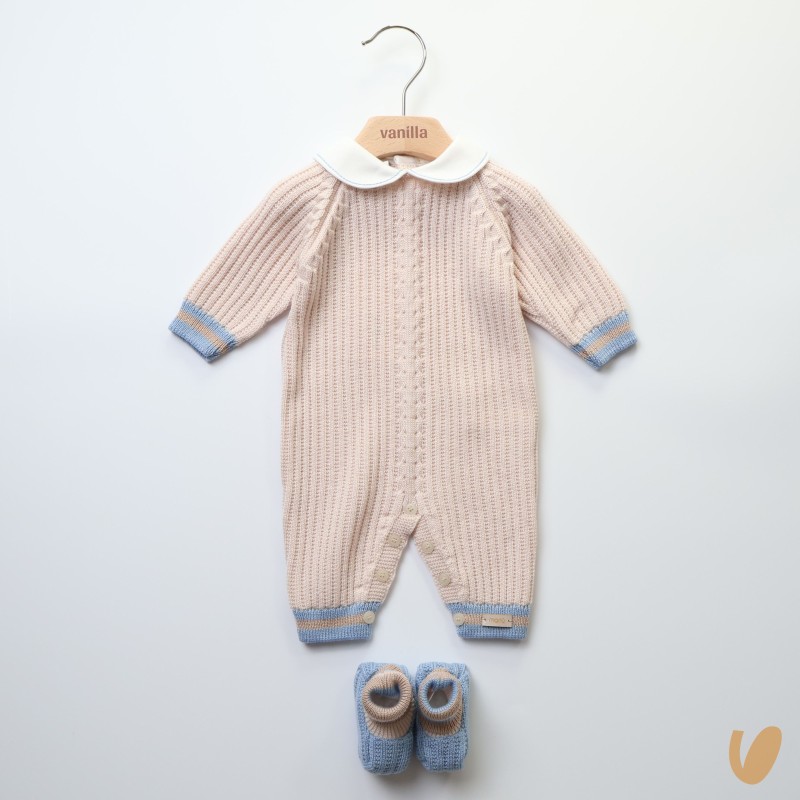 Tutina e babbucce in lana Set Nascita e Uscita Clinica