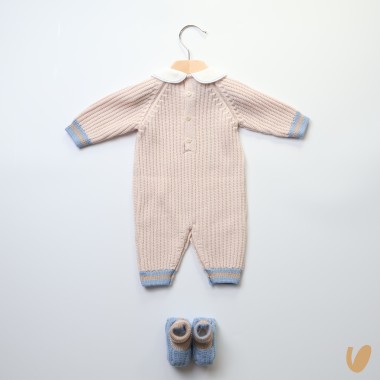 Tutina e babbucce in lana Set Nascita e Uscita Clinica