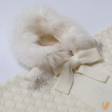 Mantella in lana e pelliccia Cappotto e Giubbino