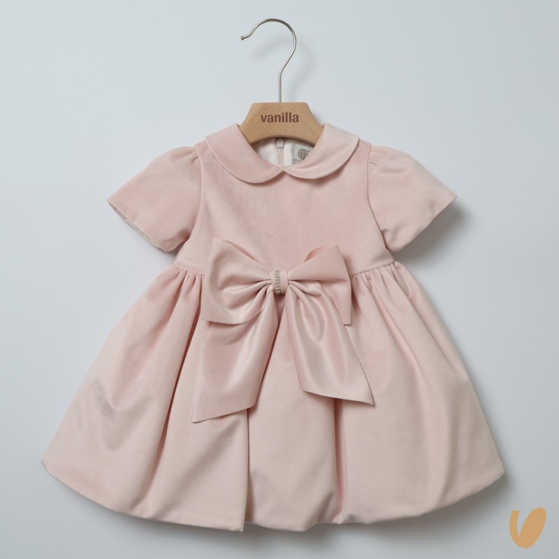 Abito in velluto fiocco Neonata