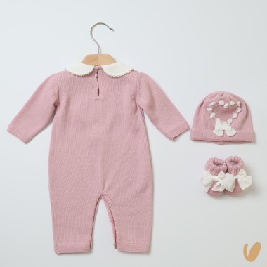 Completo nascita in lana cuore Set Nascita e Uscita Clinica