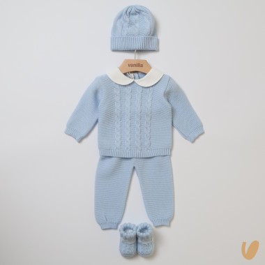 Completo nascita lana trecce Set Nascita e Uscita Clinica