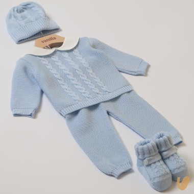 Completo nascita lana trecce Set Nascita e Uscita Clinica