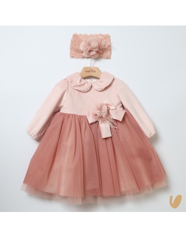 Velvet and tulle dress and band