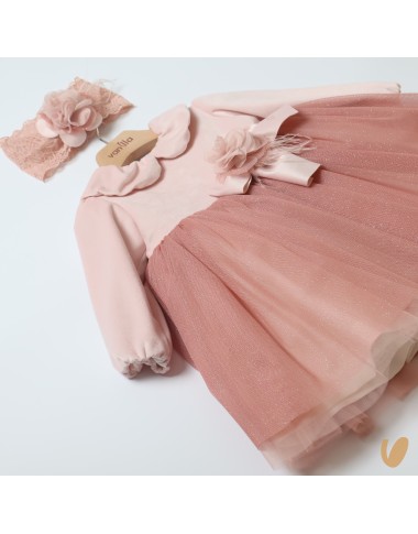 Velvet and tulle dress and band