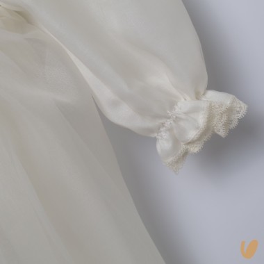 Abito organza di seta ricamato a mano Battesimo