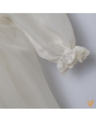 Abito organza di seta ricamato a mano Battesimo