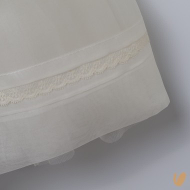 Abito organza di seta ricamato a mano Battesimo