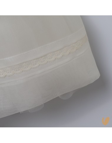 Abito organza di seta ricamato a mano Battesimo