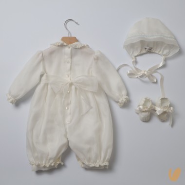 Completo in pura seta battesimale Battesimo