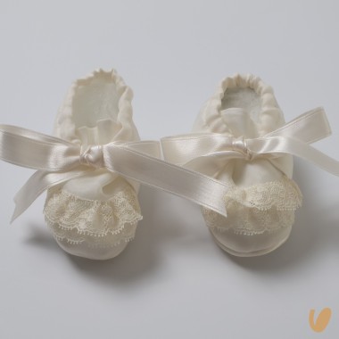 Scarpette in seta e pizzo Culla LEI 15/20