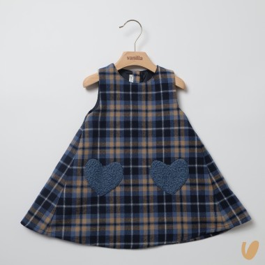 Scamiciato tartan e cuori Bimba
