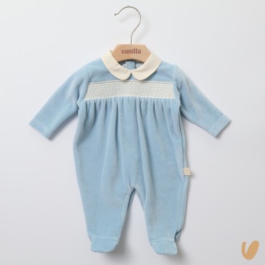 Tutina in ciniglia punto smock Tutina