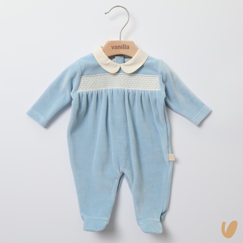 Tutina in ciniglia punto smock Tutina