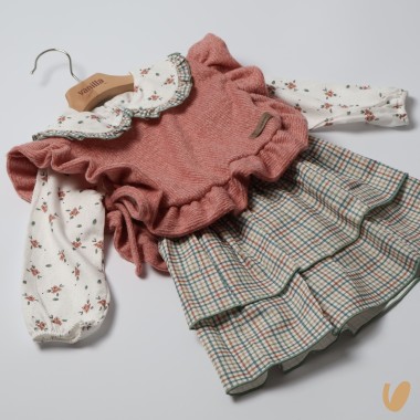 Completo fiori e quadri Bimba