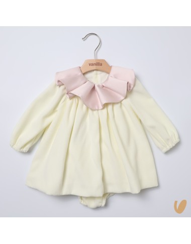 Abito in velluto collo petalo Neonata