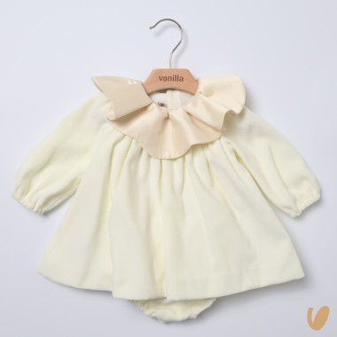 Abito in velluto collo petalo Neonata