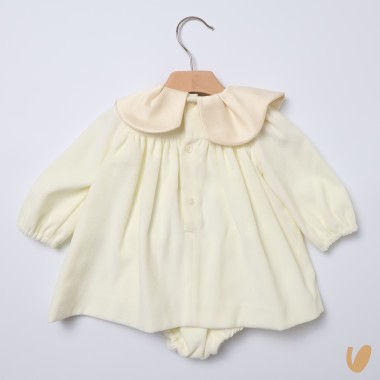 Abito in velluto collo petalo Neonata