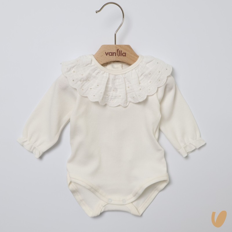 Body con colletto sangallo Body Manica Lunga