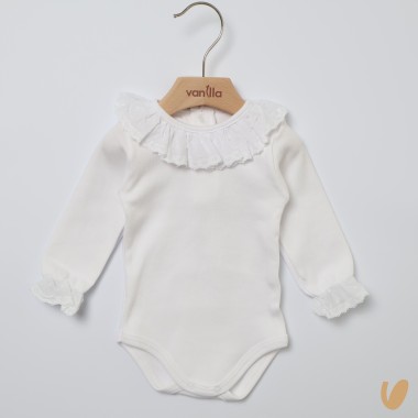 Body con colletto plumetis Body Manica Lunga