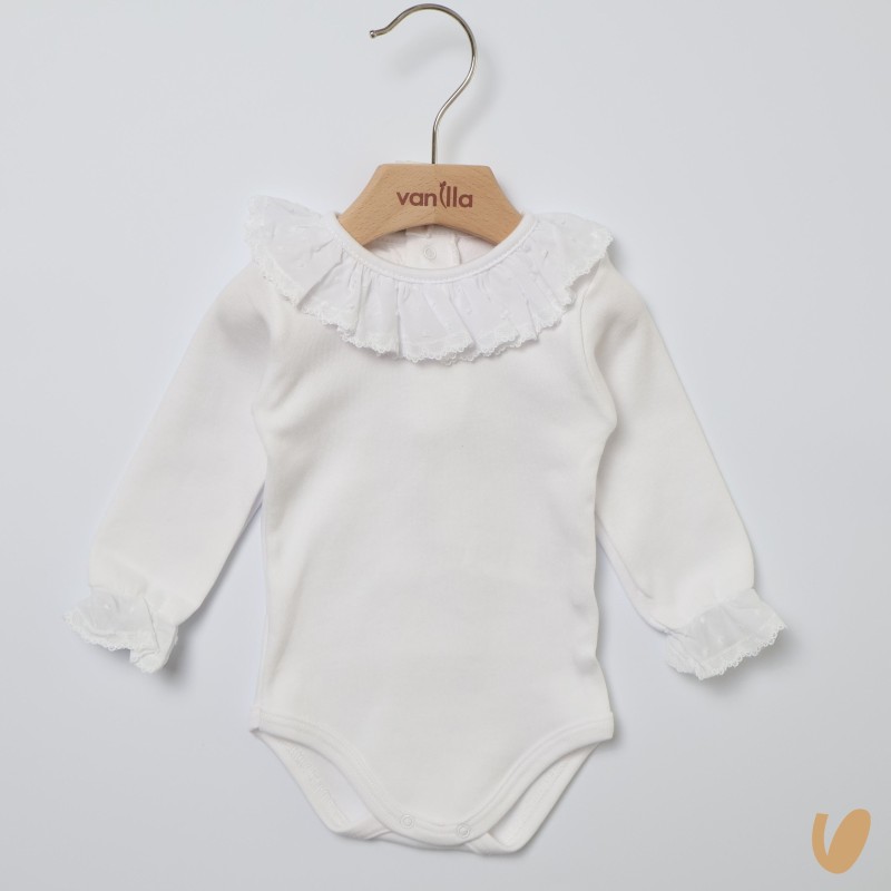 Body con colletto plumetis Body Manica Lunga