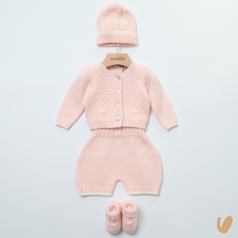 Completo lana nodi d'amore Set Nascita e Uscita Clinica