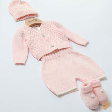 Completo lana nodi d'amore Set Nascita e Uscita Clinica