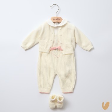 Completo nascita cuore in lana Set Nascita e Uscita Clinica