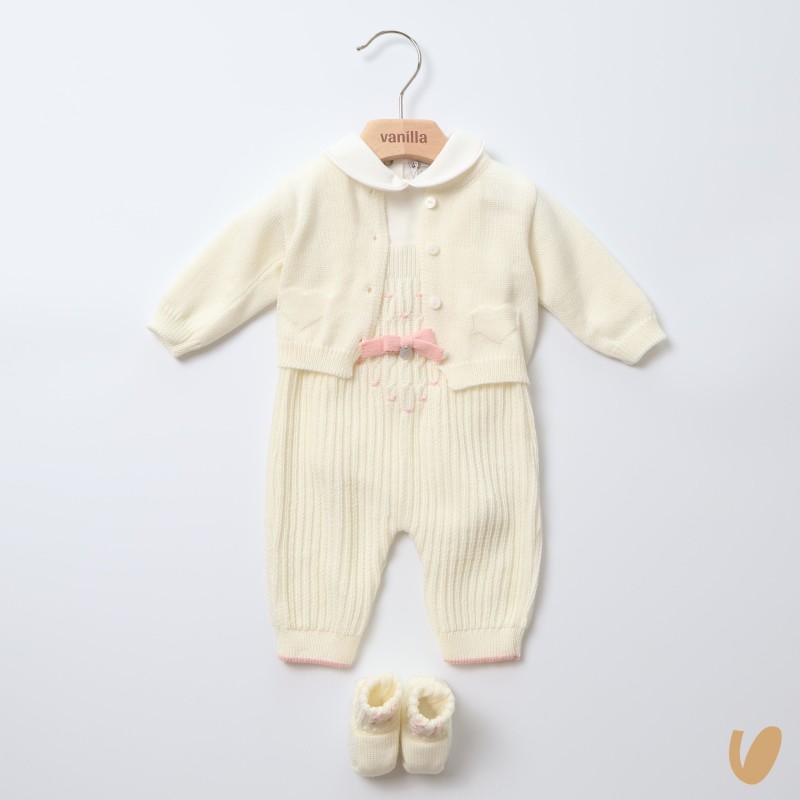 Completo nascita cuore in lana Set Nascita e Uscita Clinica