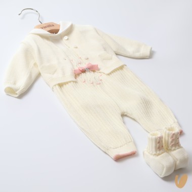 Completo nascita cuore in lana Set Nascita e Uscita Clinica