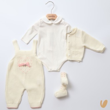 Completo nascita cuore in lana Set Nascita e Uscita Clinica