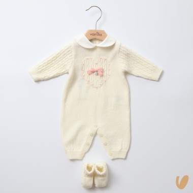 Completo nascita cuore in lana Set Nascita e Uscita Clinica